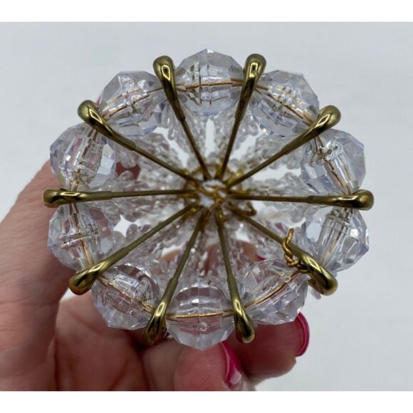 Handmade Beaded Safety Pin Angel Ornament Clear Gold Acrylic Beads Holiday Decor - Picture 6 of 9